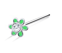 Green Flower Straight Nose Stud NSKA-801E 